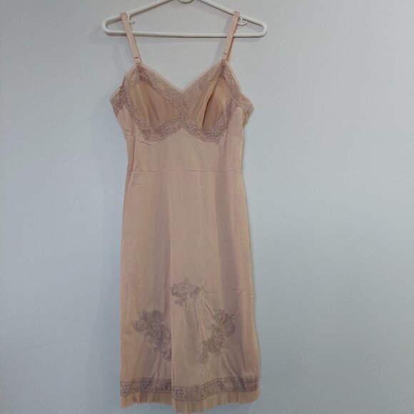 Vintage D’Orsay Nightgown Slip Dress Lingerie Pink Lace , Size 34 - Picture 1 of 7